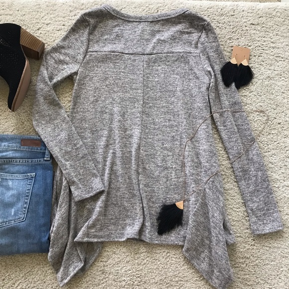 Grey Handkerchief Hem Tunic Top - Picture 6 of 8